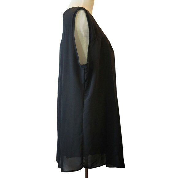 Glorystar Women's Sheer Lined Dress Tunic Top Sleeveless Black Polyester XXL - Picture 2 of 10